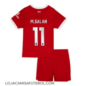 Camisa de Futebol Liverpool Mohamed Salah #11 Equipamento Principal Infantil 2023-24 Manga Curta (+ Calças curtas)